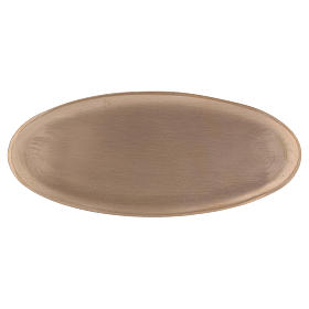 Porte-bougie en laiton doré satiné forme ovale 16x7 cm