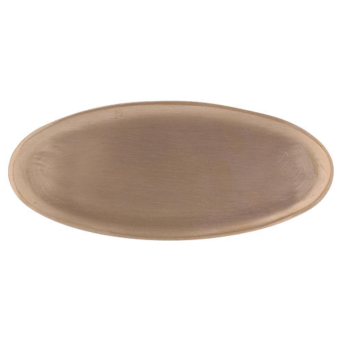 Porte-bougie en laiton doré satiné forme ovale 16x7 cm 1