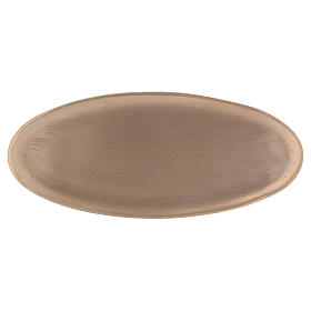 Portacandele in ottone oro satinato forma ovale 16x7 cm