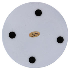 Round candle holder plate in white aluminium 12 cm