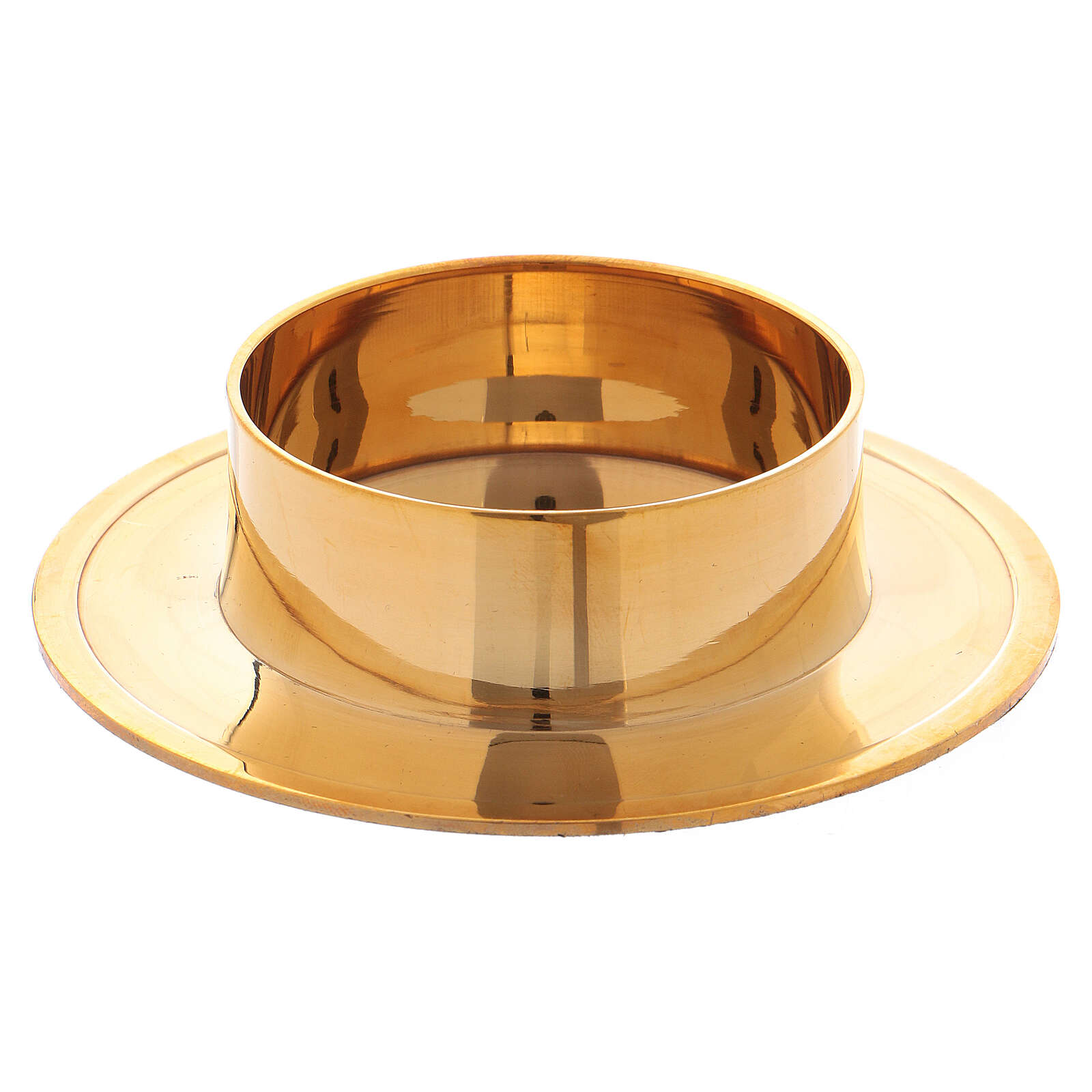 Round candlestick in polished gold plated brass 2 1/2 in online sales