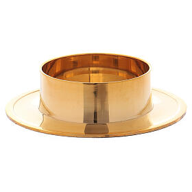 Round candlestick in polished gold plated brass 2 1/2 in
