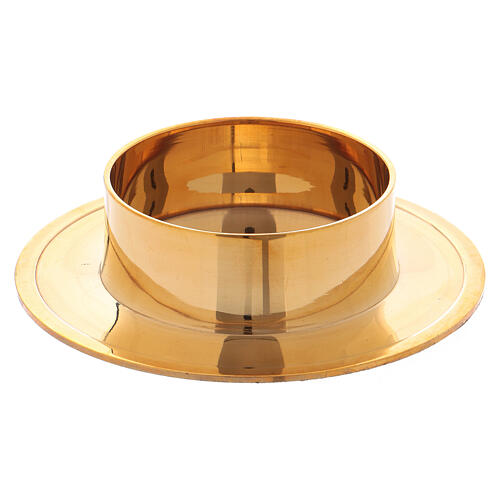 Round candlestick in polished gold plated brass 2 1/2 in 1