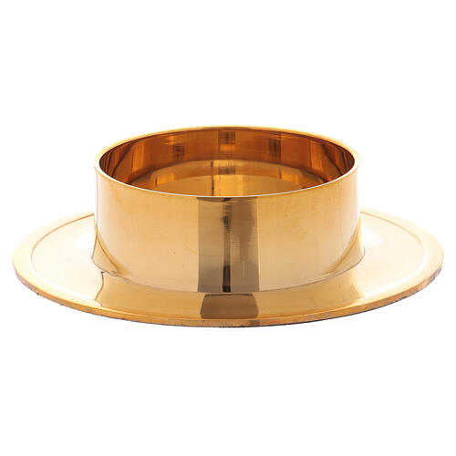 Round candlestick in polished gold plated brass 2 1/2 in 2