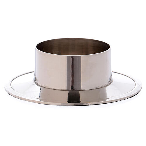 Polished nickel-plated aluminium candlestick inner d. 2 in 2