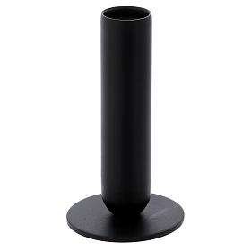 Tube-shaped candle holder in black iron 12 cm