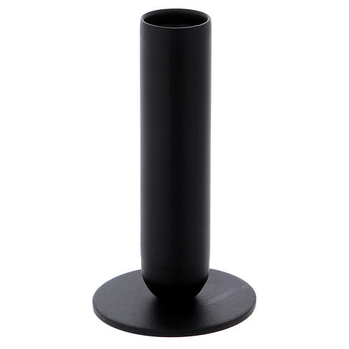 Tube-shaped candle holder in black iron 12 cm 1