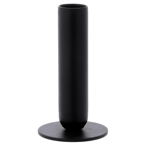 Tube-shaped candle holder in black iron 12 cm 2
