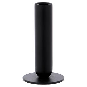 Porte-bougie en tube fer noir hauteur 12 cm