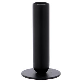 Portacandela a tubo in ferro nero alto 12 cm 