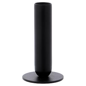 Black iron tubular candlestick h 4 3/4 in