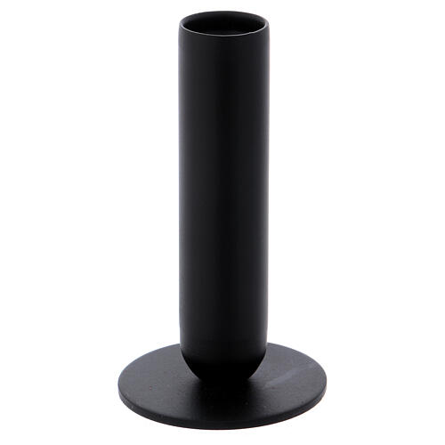 Black iron tubular candlestick h 4 3/4 in 1