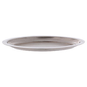 Oval candle holder plate in silver-plated brass 16x9.5 cm