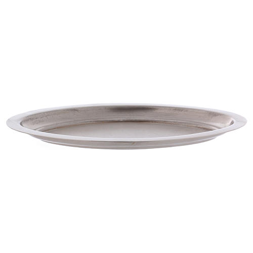 Oval candle holder plate in silver-plated brass 16x9.5 cm 2