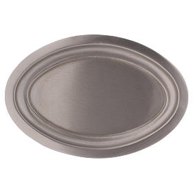 Assiette porte-bougie ovale en laiton argenté 16,9x5 cm