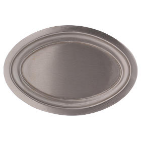 Piatto portacandele ovale in ottone argentato 16x9,5 