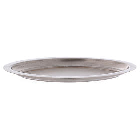 Piatto portacandele ovale in ottone argentato 16x9,5 