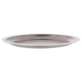 Oval candle holder plate in silver-plated brass 6 1/4x3 3/4 in