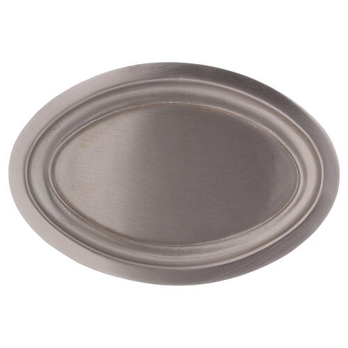 Oval candle holder plate in silver-plated brass 6 1/4x3 3/4 in 1