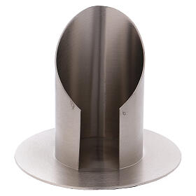 Tubular candlestick in matte nickel-plated brass 2 1/2 in