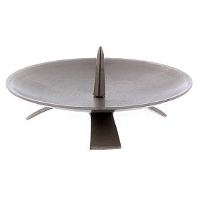 Tripod candle holder with jag 13 cm in matt silver-plated brass