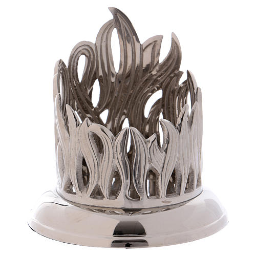 Candle holder in silver brass with flame decoration 7 cm 1