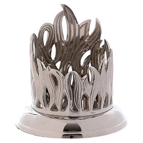 Podstawka świecy mosiądz srebrny dekoracja płomień 7 cm