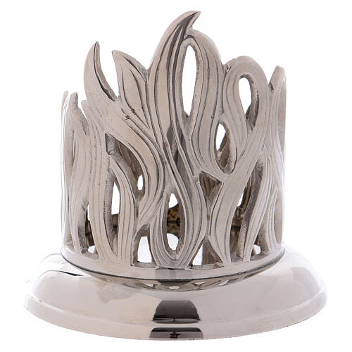 Flame decorated candlestick in silver-plated brass 3 in 2