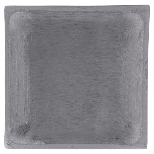 Square candle holder plate in matte silver-plated brass 3 1/2x3 1/2 in 1