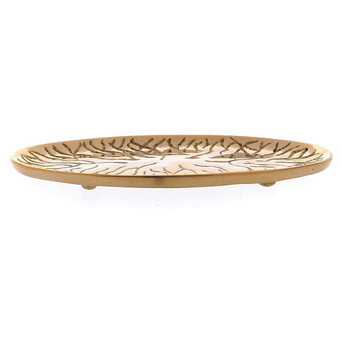 Oval candle holder plate in decorated gold-plated brass 3