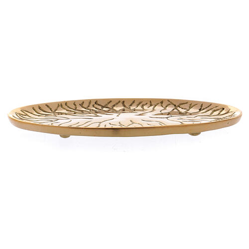 Oval candle holder plate in decorated gold plated brass 3