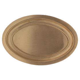 Oval candle holder plate in gold-plated brass 16x9.5 cm