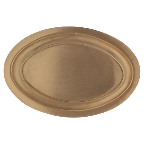 Oval candle holder plate in gold-plated brass 16x9.5 cm 1