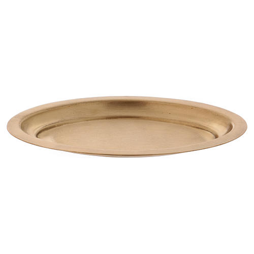 Oval candle holder plate in gold-plated brass 16x9.5 cm 2