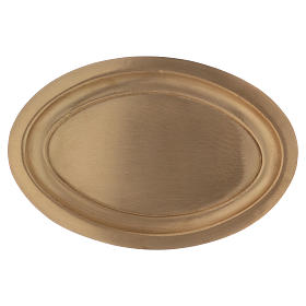 Piatto portacandele ovale in ottone dorato 16x9,5 