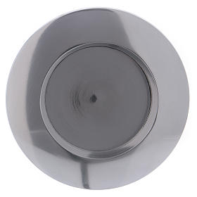 Modern candle holder plate in silver-plated aluminium internal diameter 6 cm