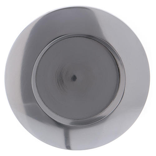 Modern candle holder plate in silver-plated aluminium internal diameter 6 cm 1