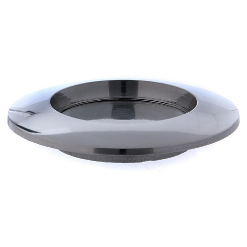 Modern candle holder plate in silver-plated aluminium internal diameter 6 cm 2