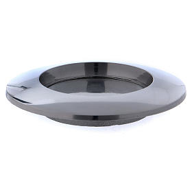 Piatto portacandela moderno interno 6 cm alluminio argentato