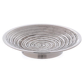 Round spiral decorated candle holder plate 4 in