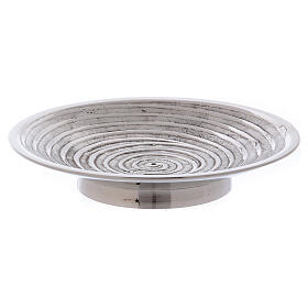 Round spiral decorated candle holder plate 4 in