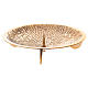 Candle holder with decorations on plate and jag in gold-plated brass s2