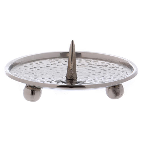 Candle holder in worked silver-plated brass with jag 8 cm 2