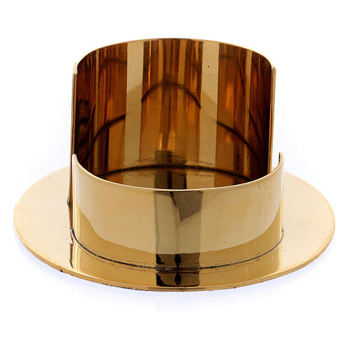 Oval modern-style candle holder in glossy gold-plated brass 6 cm 2