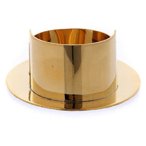 Oval modern-style candle holder in glossy gold-plated brass 6 cm 3