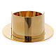 Oval modern-style candle holder in glossy gold-plated brass 6 cm s3