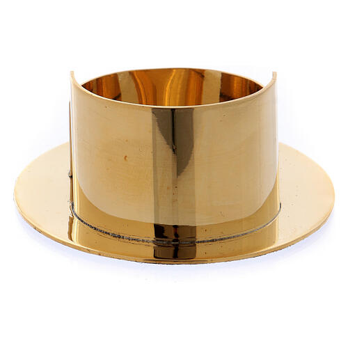 Oval modern candlestick in polished gold plated brass 2 1/2 in 3