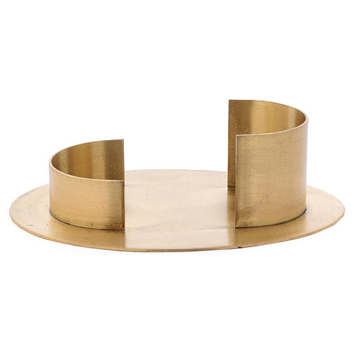 Oval modern-style candle holder in satinised gold-plated brass with 9x5cm inside 1