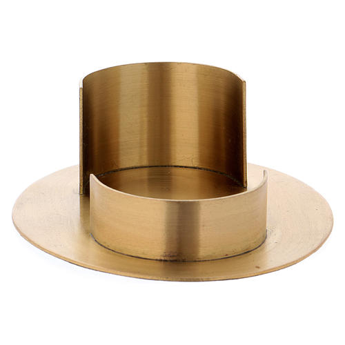 Oval modern-style candle holder in satinised gold-plated brass with 9x5cm inside 2