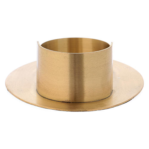 Oval modern-style candle holder in satinised gold-plated brass with 9x5cm inside 3